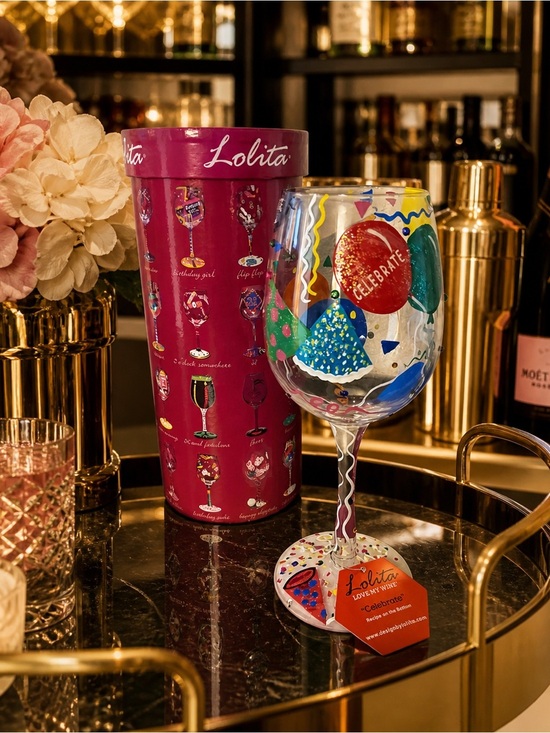 Lolita Other - Lolita “Celebrate” Hand Painted Wine Glass 15oz | NIB | Collectible Party Glass